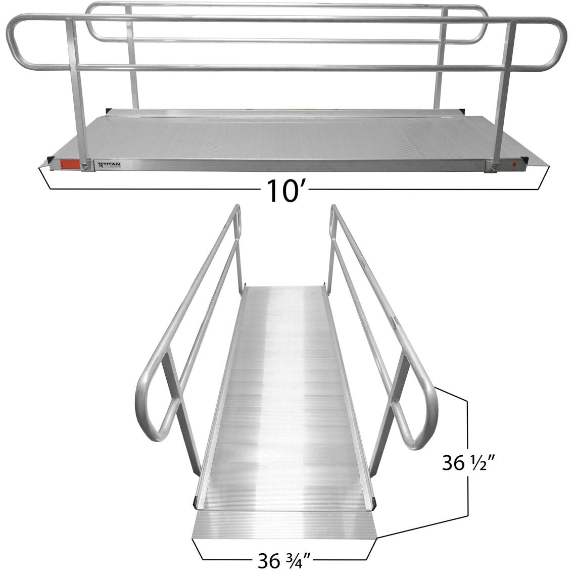 SCRATCH AND DENT - 10 FT Aluminum Wheelchair Entry Ramp & Handrails - FINAL SALE