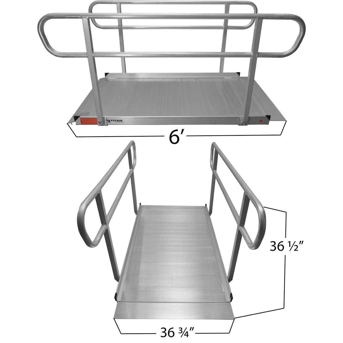 SCRATCH AND DENT - 6 FT Aluminum Wheelchair Entry Ramp & Handrails - FINAL SALE - view 3