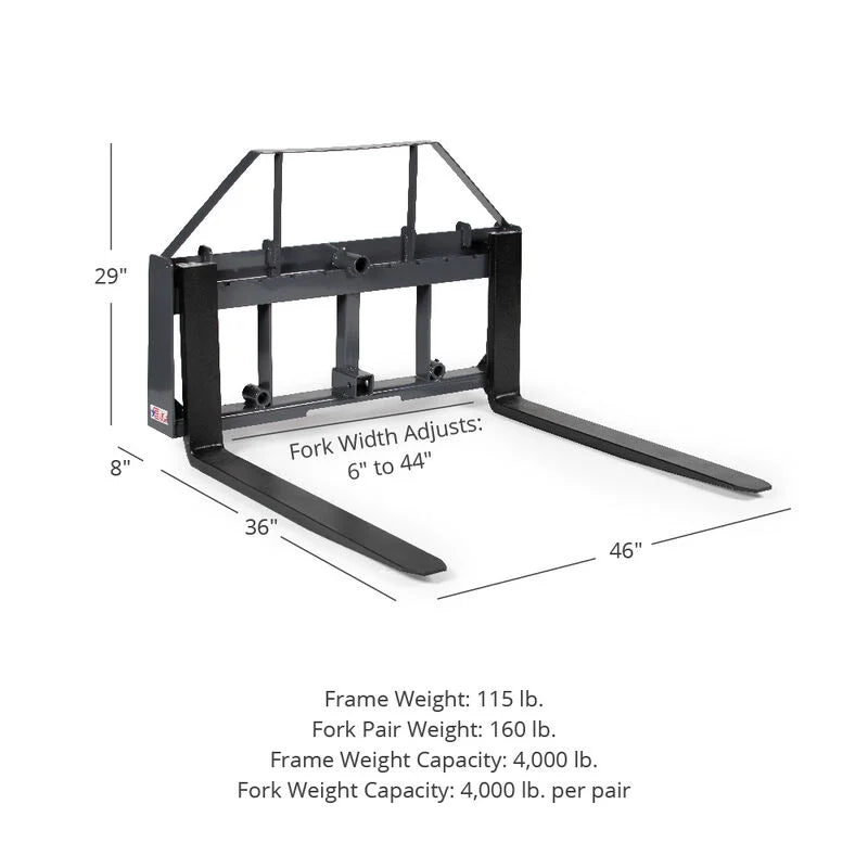 Standard Series USA Made Pallet Fork Attachment | Frame + 36" Blades - view 9