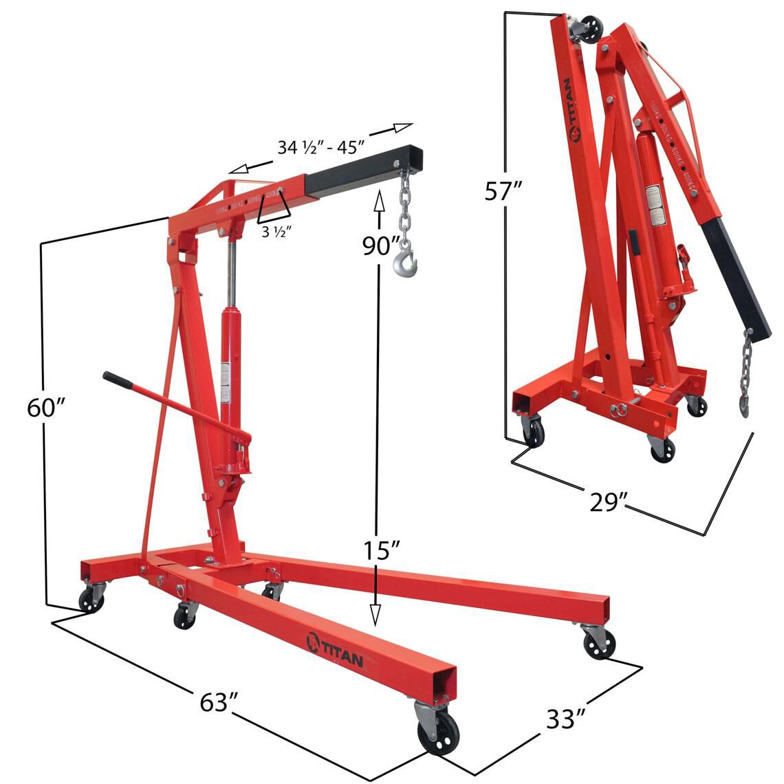 SCRATCH AND DENT - 1 Ton Adjustable Shop Crane Lift - FINAL SALE