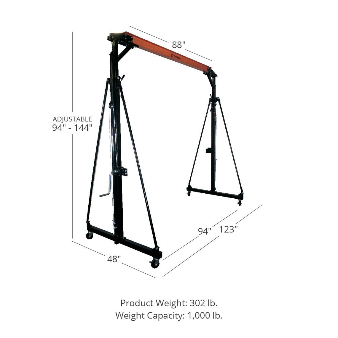 SCRATCH AND DENT - Titan Telescoping Gantry Crane - 1000 lb Capacity - FINAL SALE - view 2