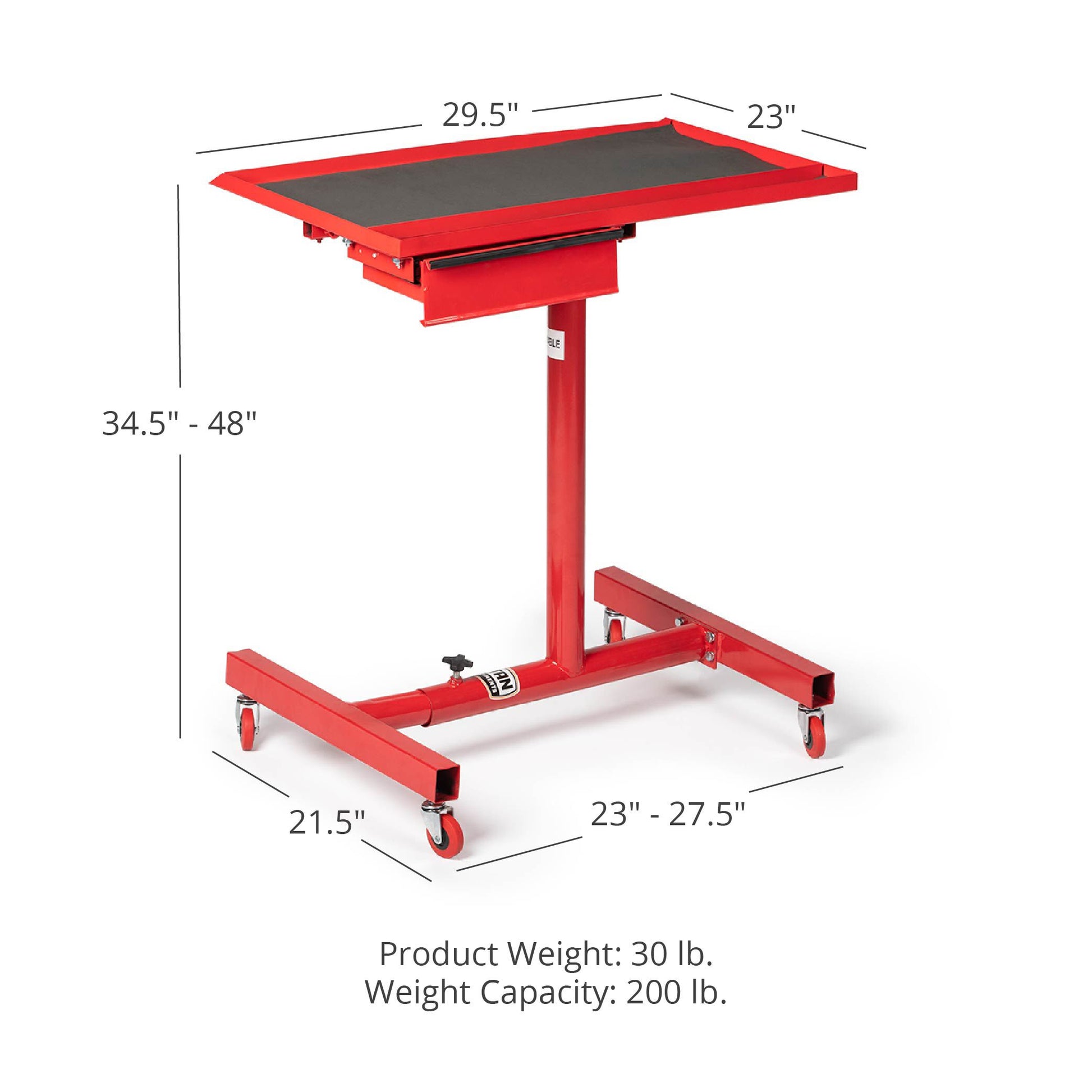 SCRATCH AND DENT - Rolling Work Table With Drawer | Adjustable - FINAL SALE