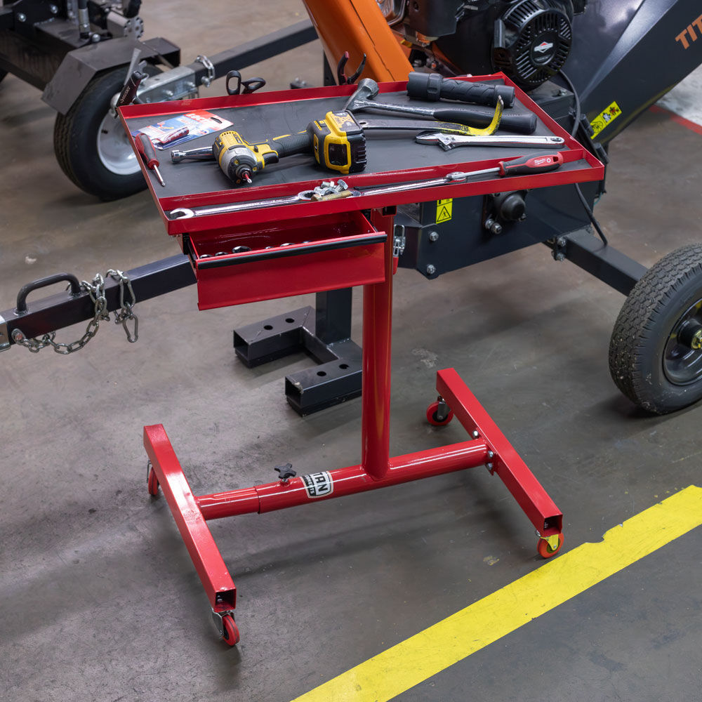 Adjustable Rolling Workshop Table With Tool Drawer - Mobile Workstation ...