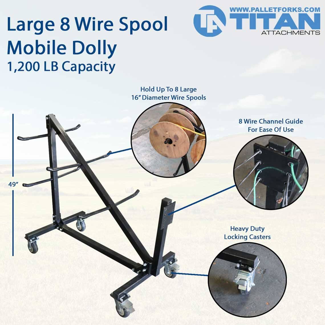 SCRATCH AND DENT - Large 8 Spool Mobile Wire Dolly - view 2