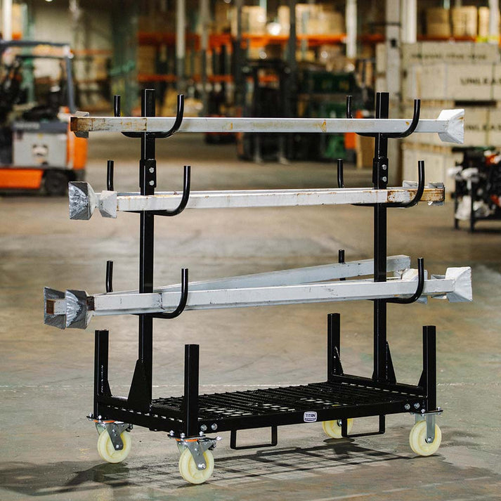 Transit Pipe Rack Mobile Industrial Conduit and Pipe Rack Cart | Titan Attachments