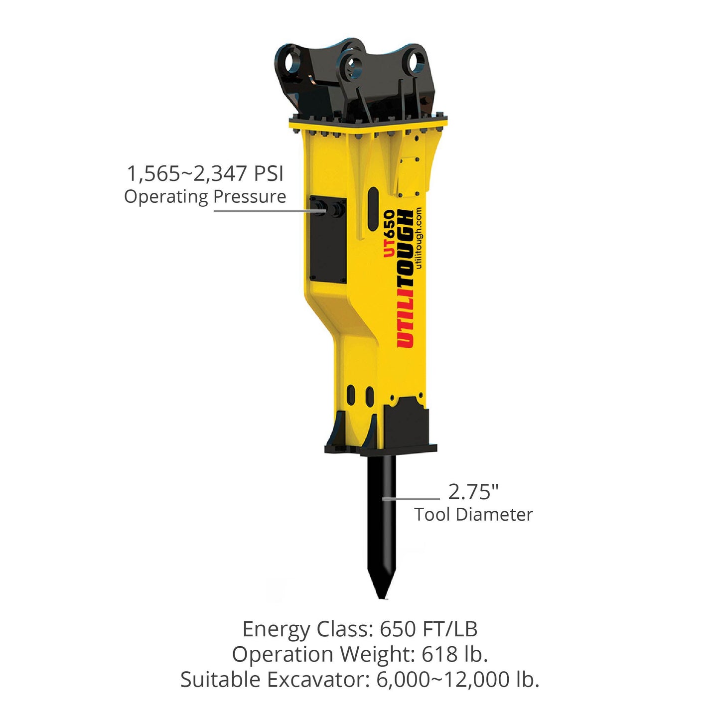 UtiliTough Excavator Hydraulic Breaker | 650 Series - view 10