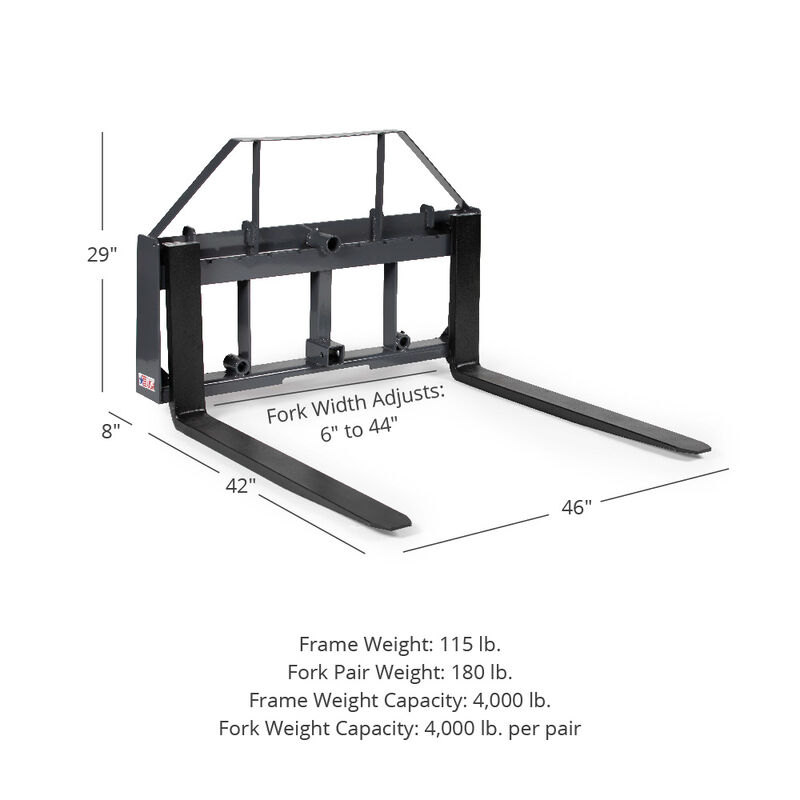 UA 42” Pallet Fork Frame Attachment with Headache Rack and Hitch | Made ...