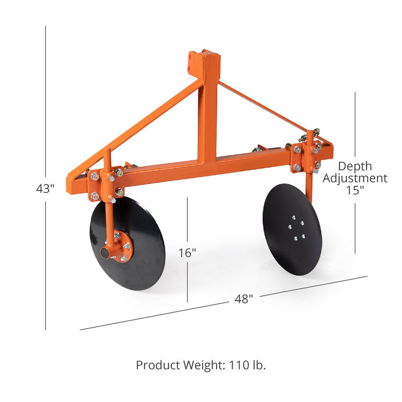 Adjustable 48” Disc Bedder For Tractors With Category 1 3-Point, Quick ...